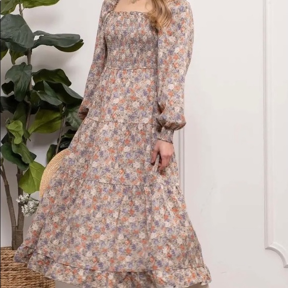 By the river floral multi coloured midi dress - Picture 4 of 6